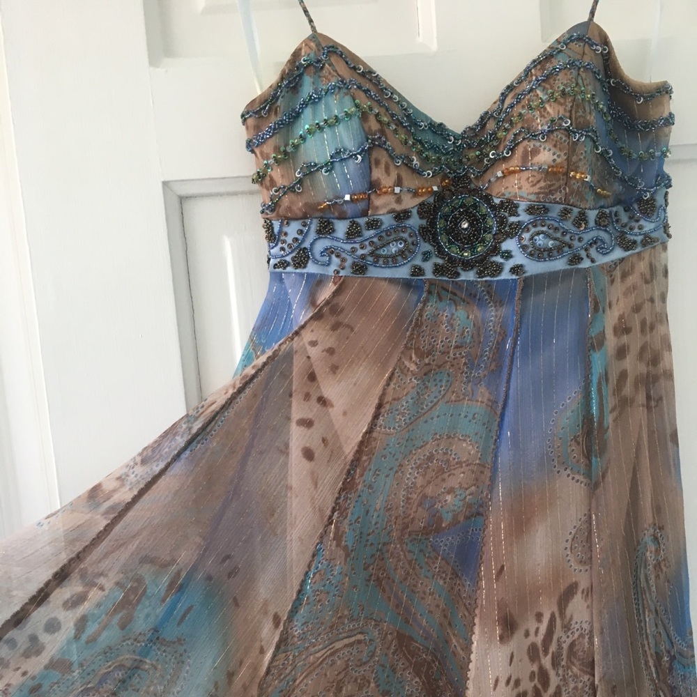 Beautiful Beaded Sue Wong Silk Dress